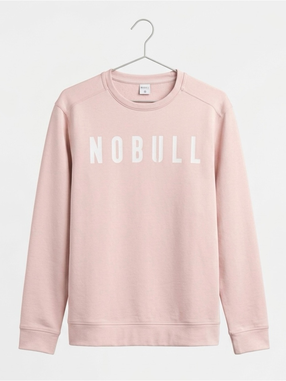 NOBULL Women’s Crewneck Sweatshirt in Light Pink with White Logo size large